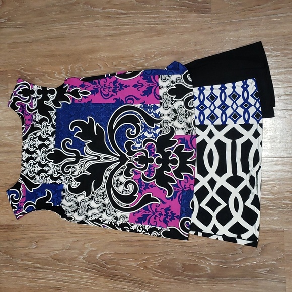 (10) Joseph Ribkoff Abstract Pasiley Colorful Patterned Assymetrical - Picture 6 of 6